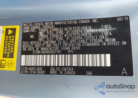 2011 Lexus Rx 350 из США, поврежденный, VIN 2T2BK1BA0BC083190